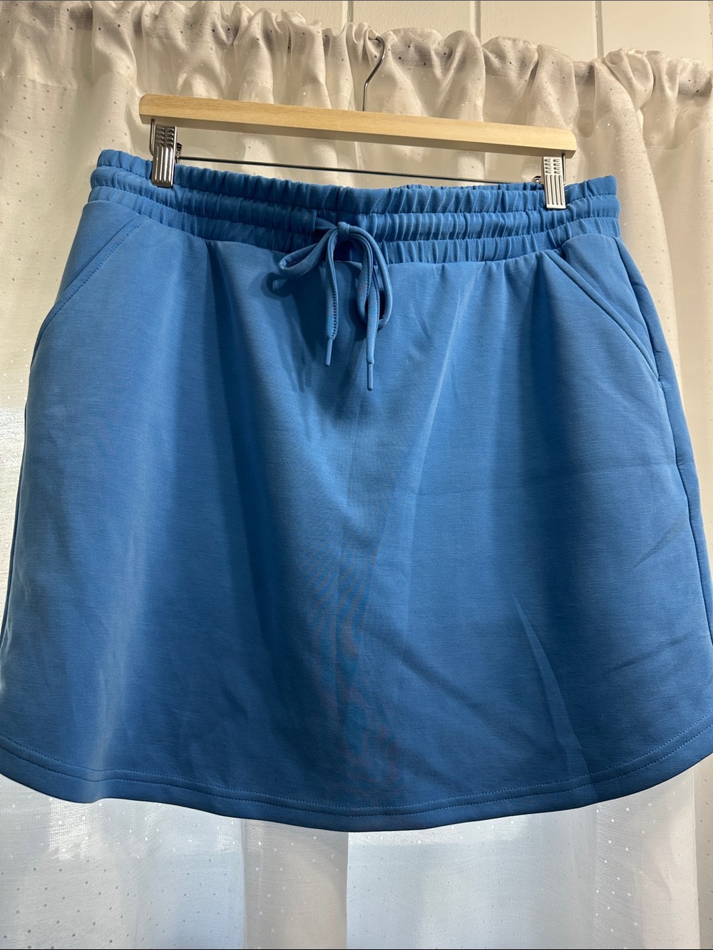 Maurices Sky Blue Drawstring Mini Skirt